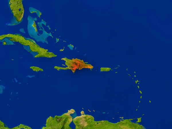 República Dominicana a partir do espaço em vermelho — Fotografia de Stock