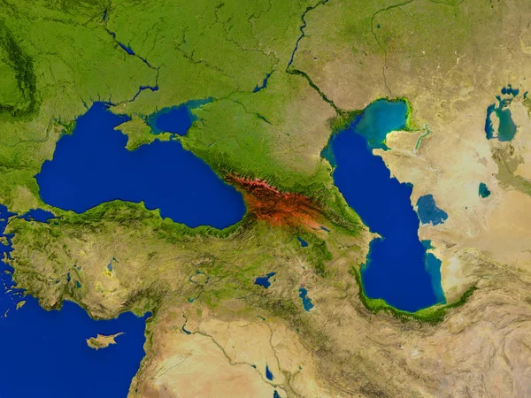 格鲁吉亚从太空中红 — 图库照片