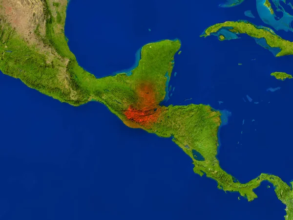 赤で宇宙からグアテマラ — ストック写真