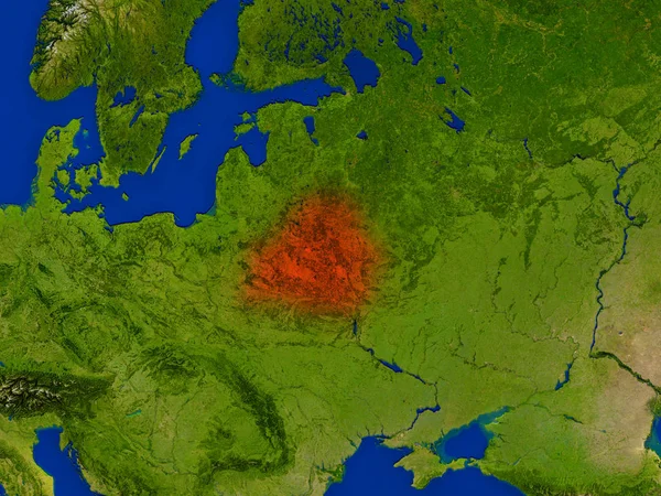 Belarus from space in red — Stock Photo, Image