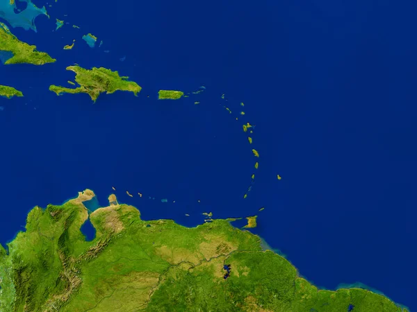Caribisch gebied van ruimte in het rood — Stockfoto