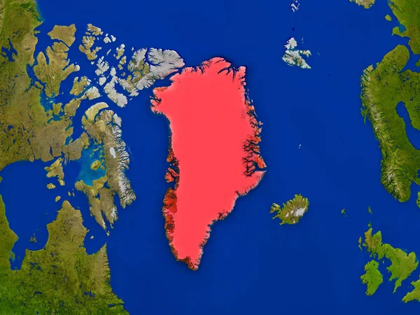 Grenlandia z kosmosu na czerwono — Zdjęcie stockowe