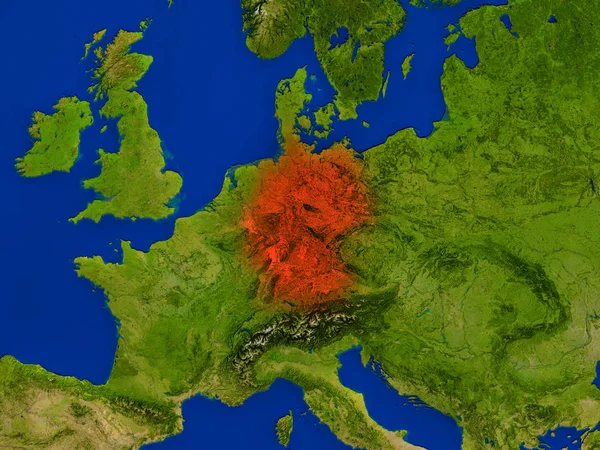 Германия из космоса в красном — стоковое фото