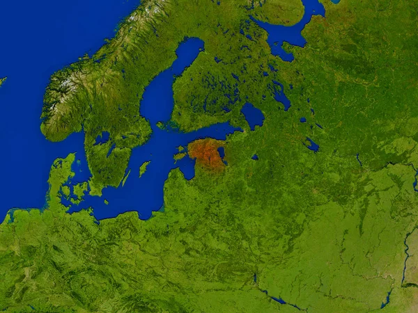 Estonia from space in red — Stock Photo, Image