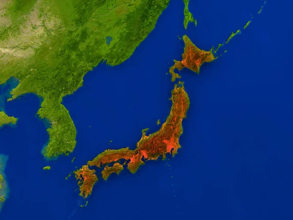 赤で宇宙から日本します。 — ストック写真