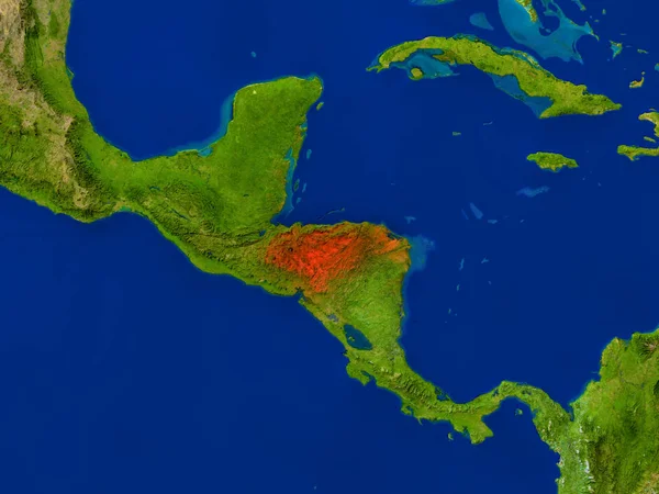 Honduras aus dem All in rot — Stockfoto