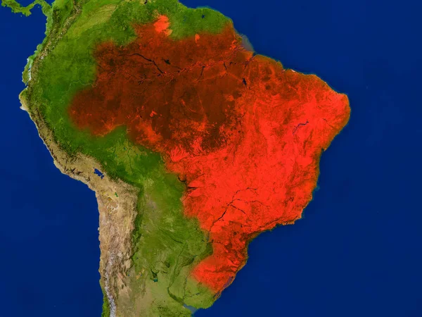 赤で宇宙からブラジル — ストック写真