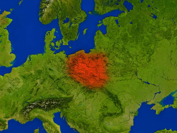 波兰从空间中红 — 图库照片