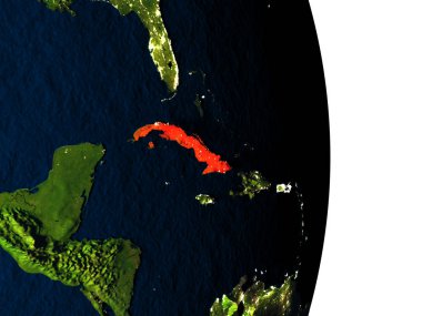 Küba'dan alan akşam karanlığı sırasında