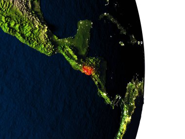 El Salvador dusk sırasında uzaydan