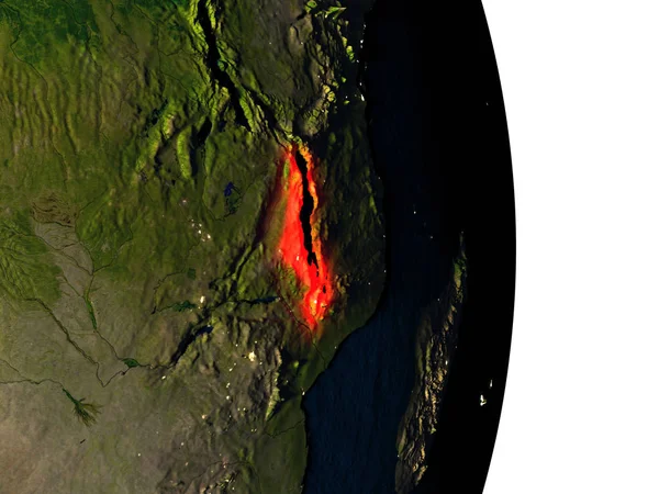 Malawi vanuit de ruimte tijdens de schemering — Stockfoto