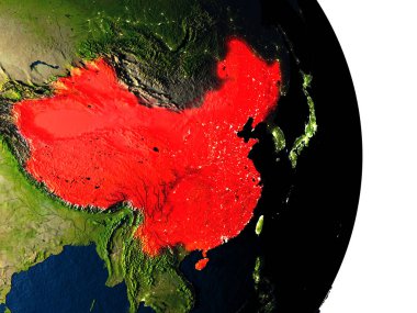 Çin'den alan akşam karanlığı sırasında