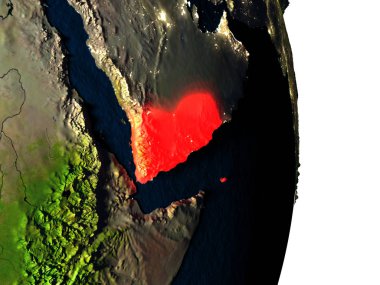 Yemen dusk sırasında uzaydan