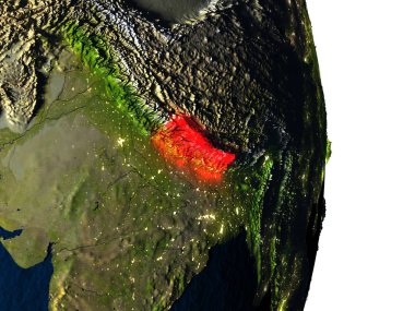 Dusk sırasında uzaydan Nepal