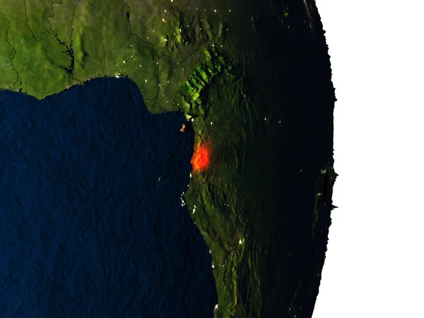 Equatoriaal-Guinea vanuit de ruimte tijdens de schemering — Stockfoto