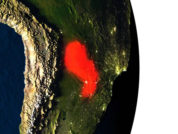 Paraguay desde el espacio durante el atardecer —  Fotos de Stock