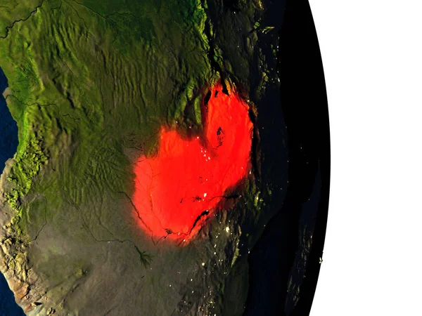 Zambia vanuit de ruimte tijdens de schemering — Stockfoto