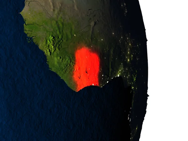 Ivoorkust vanuit de ruimte tijdens de schemering — Stockfoto