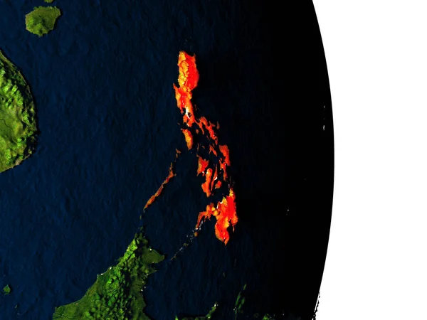 Filipinas a partir do espaço durante o anoitecer — Fotografia de Stock