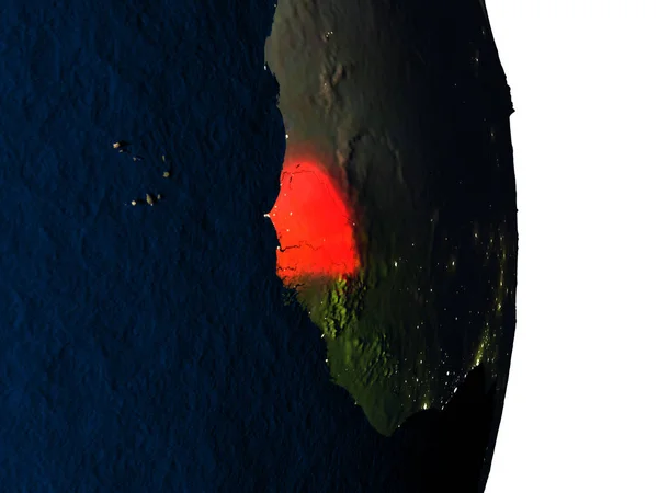 Senegal do espaço durante o crepúsculo — Fotografia de Stock