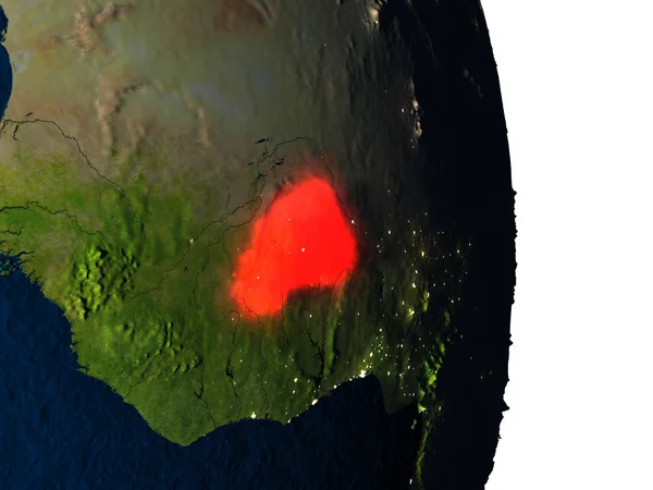 Burkina Faso vanuit de ruimte tijdens de schemering — Stockfoto