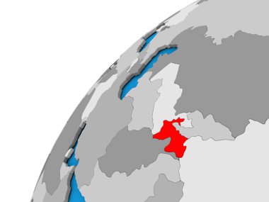 Tacikistan kırmızı küre üzerinde