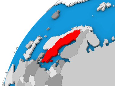 İsveç kırmızı küre üzerinde