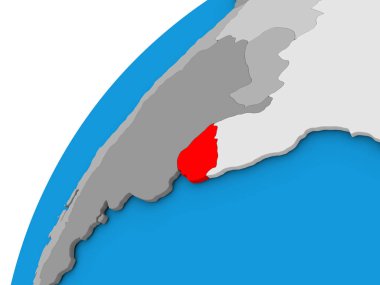 Uruguay kırmızı küre üzerinde