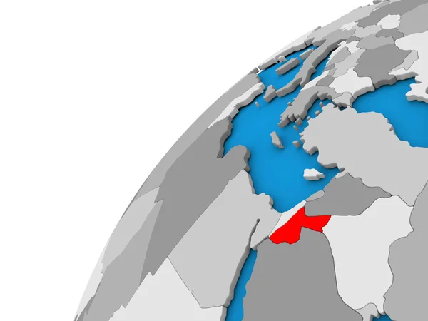 Jordânia no globo em vermelho — Fotografia de Stock