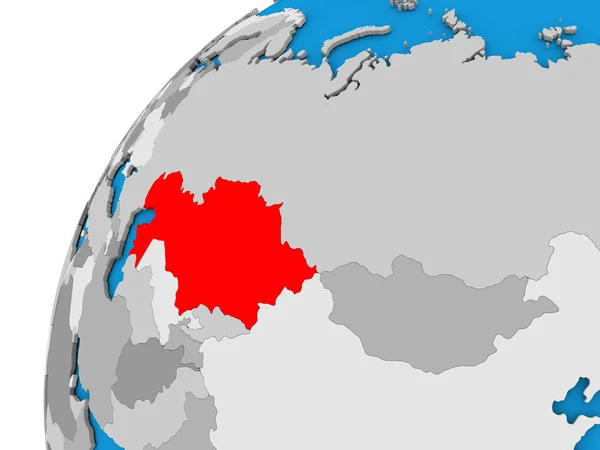 Казахстан на глобус у червоному — стокове фото