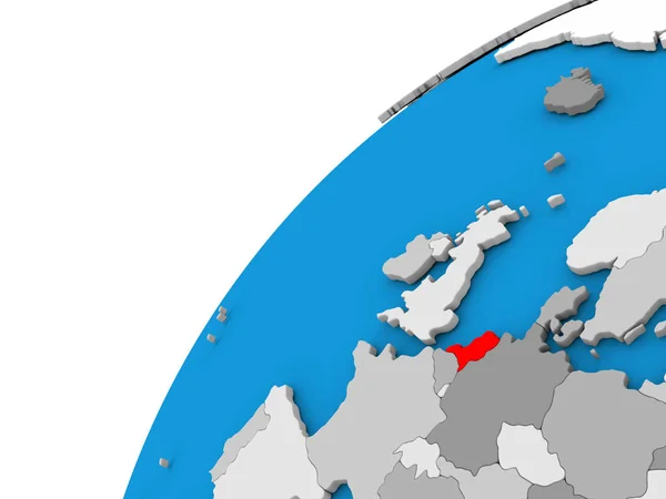 Nederland op de wereldbol in het rood — Stockfoto