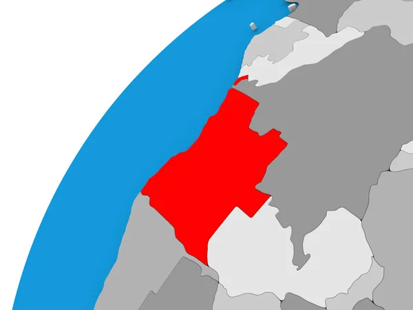 Angola auf Globus in Rot — Stockfoto