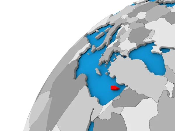 Cyprus on globe in red — Stock Photo, Image