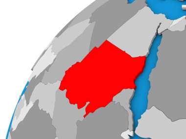 Sudan kırmızı küre üzerinde