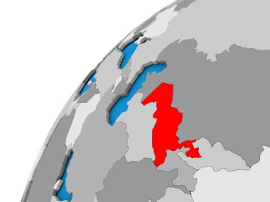 Özbekistan kırmızı küre üzerinde
