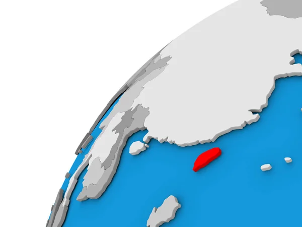 Taiwan on globe in red — Stock Photo, Image