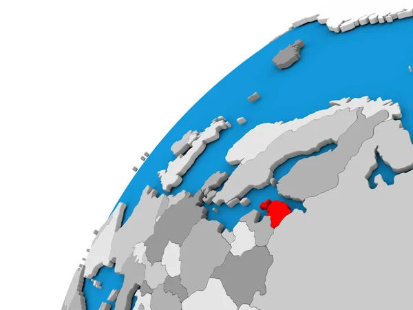 Estland op wereldbol in het rood — Stockfoto