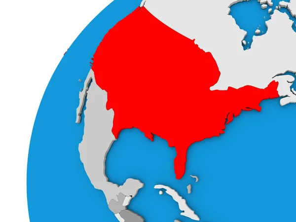 USA auf Globus in Rot — Stockfoto