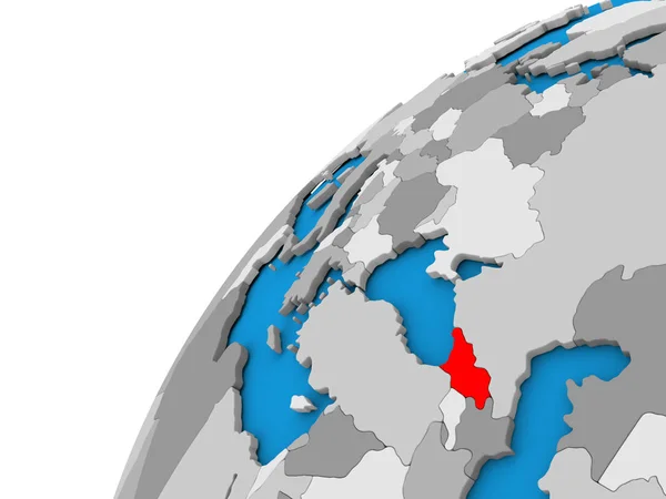 Georgia na zeměkouli v červené barvě — Stock fotografie