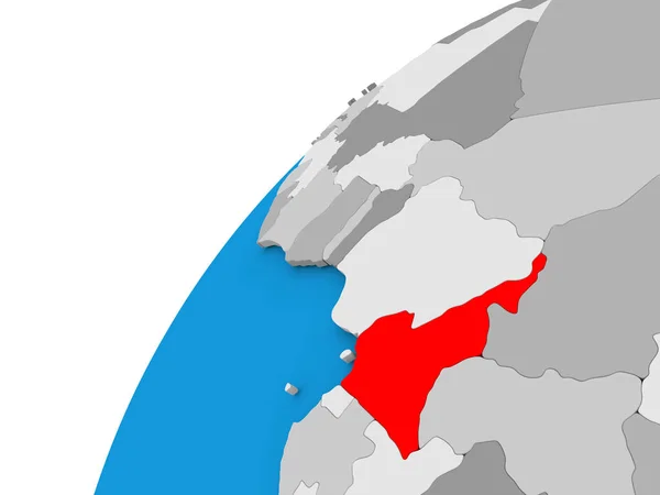 Kameroen op wereldbol in het rood — Stockfoto