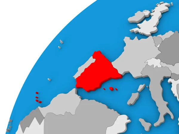 Espagne sur le globe en rouge — Photo