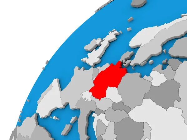Duitsland op wereldbol in het rood — Stockfoto