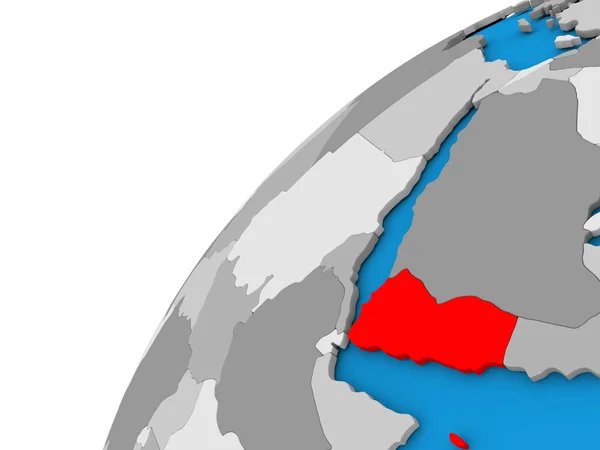 Iêmen no globo em vermelho — Fotografia de Stock