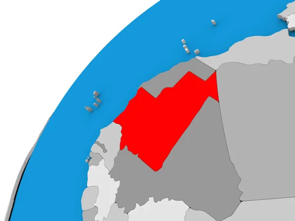 Mauretanien på Globen i rött — Stockfoto