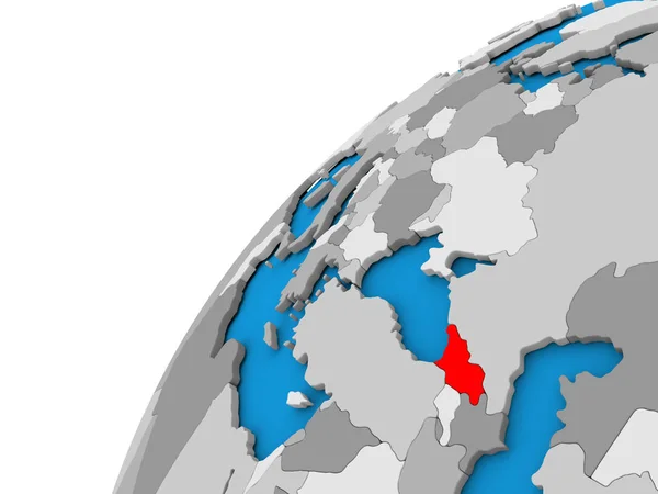 Georgia on globe in red — Stock Photo, Image