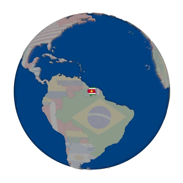 Suriname-i politikai földgömb — Stock Fotó