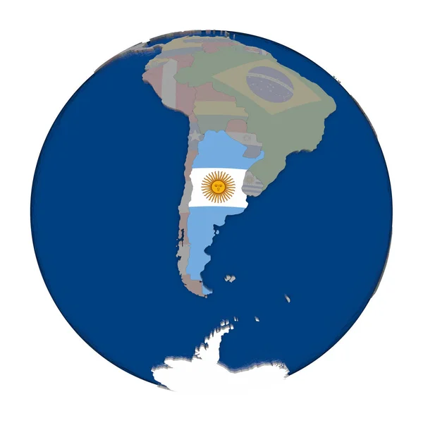 Argentinië op politieke wereldbol — Stockfoto