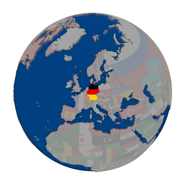 Tyskland på politiska jordglob — Stockfoto
