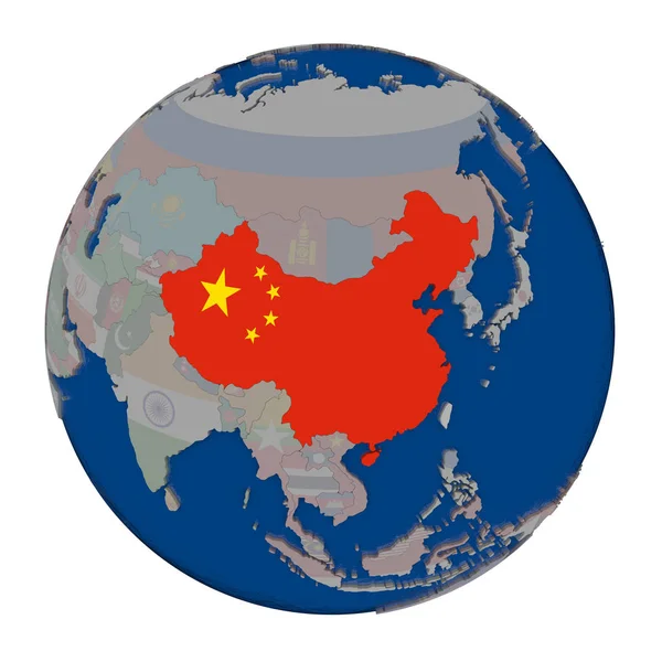 China op politieke wereldbol — Stockfoto