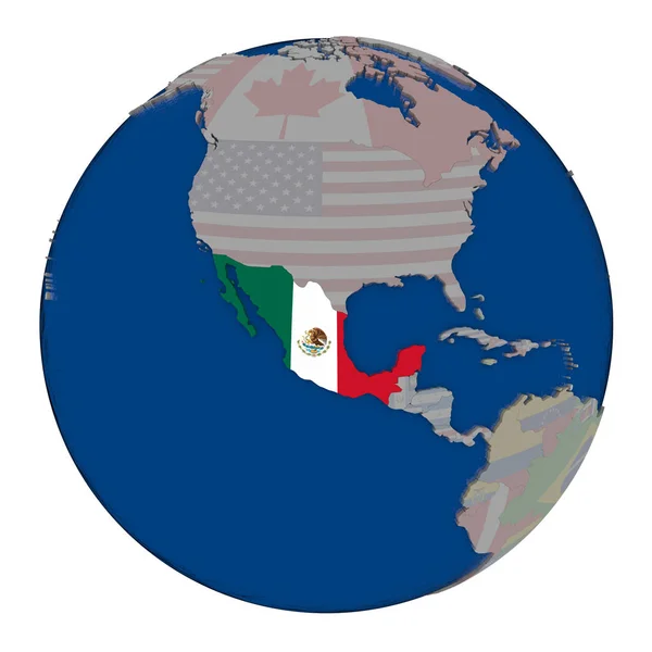 Mexico on political globe — Stock Photo, Image